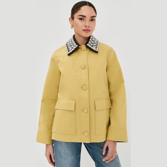 Veronica Beard Arlen Dickey Crystal-Embroidered Coated-Cotton Statement Coat - Picture 1 of 10